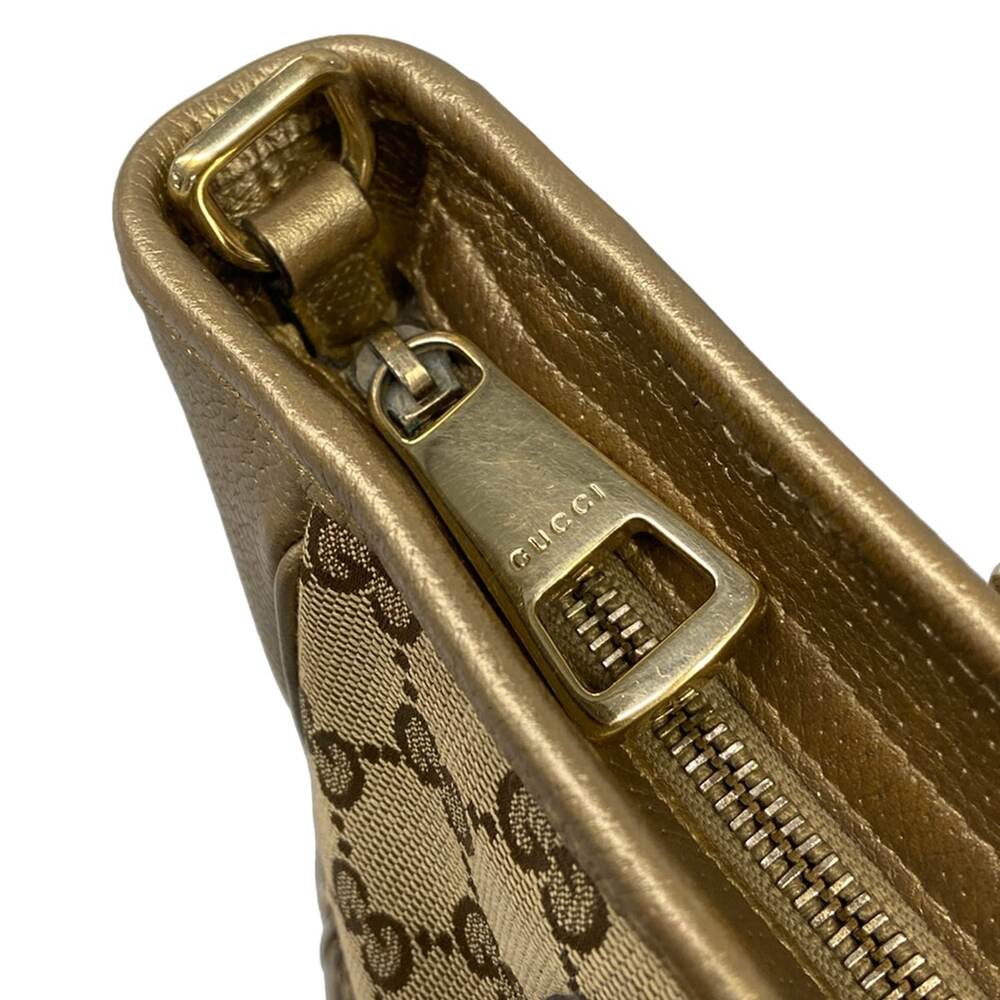Gucci GG Handbag 353121 Beige Dark Brown Gold Jacquard Leather - Picture 12 of 15